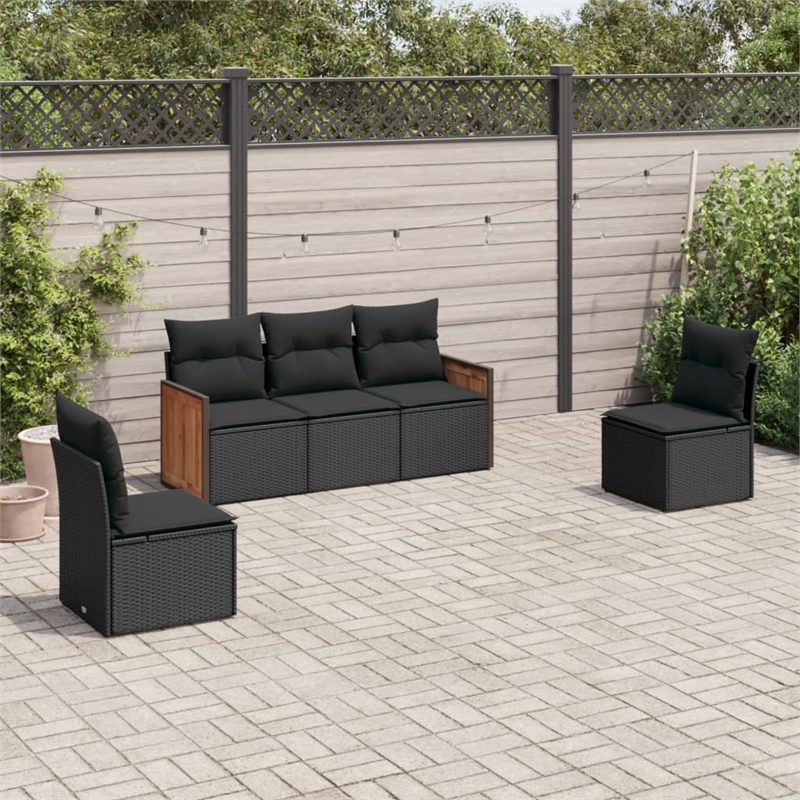 vidaXL 5 Piece Steel Sofa Set in Black