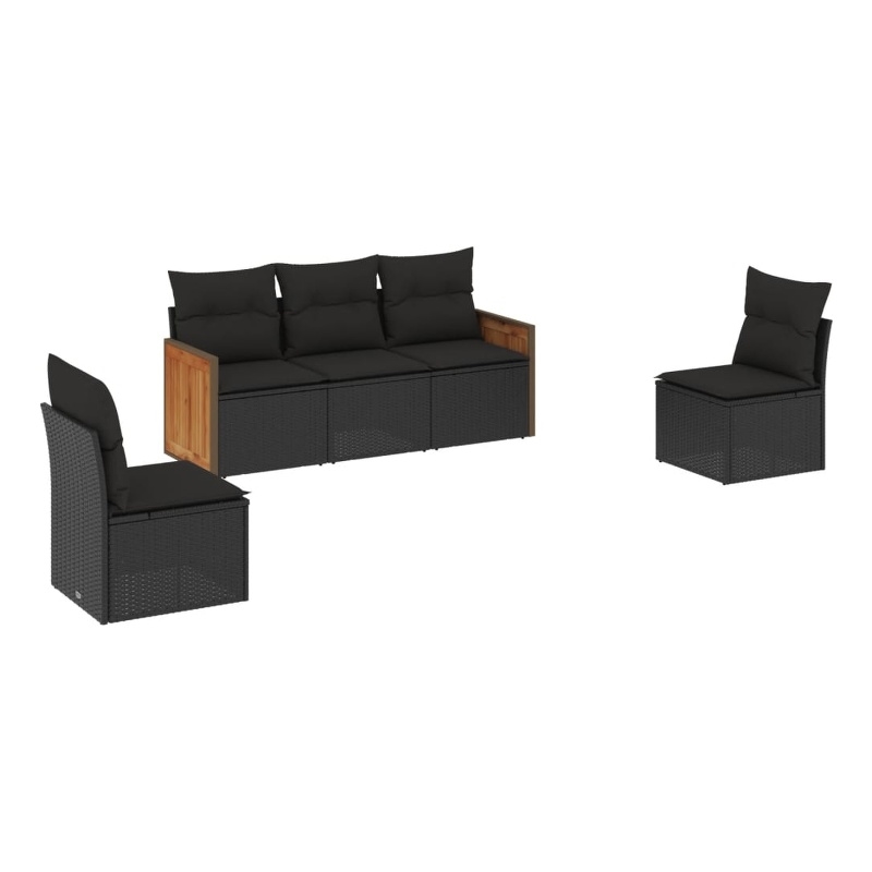 vidaXL 5 Piece Steel Sofa Set in Black