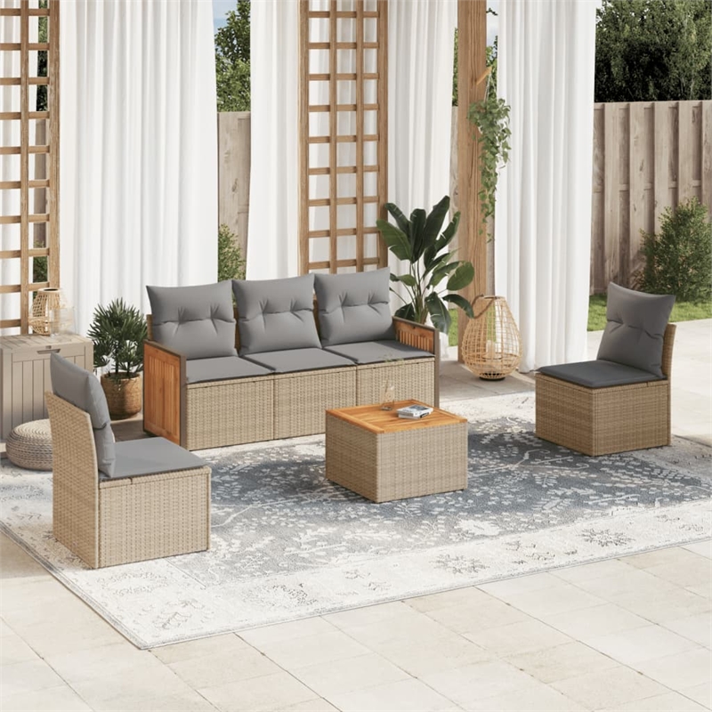 vidaXL 6 Piece Steel Sofa Set in Gray/Beige