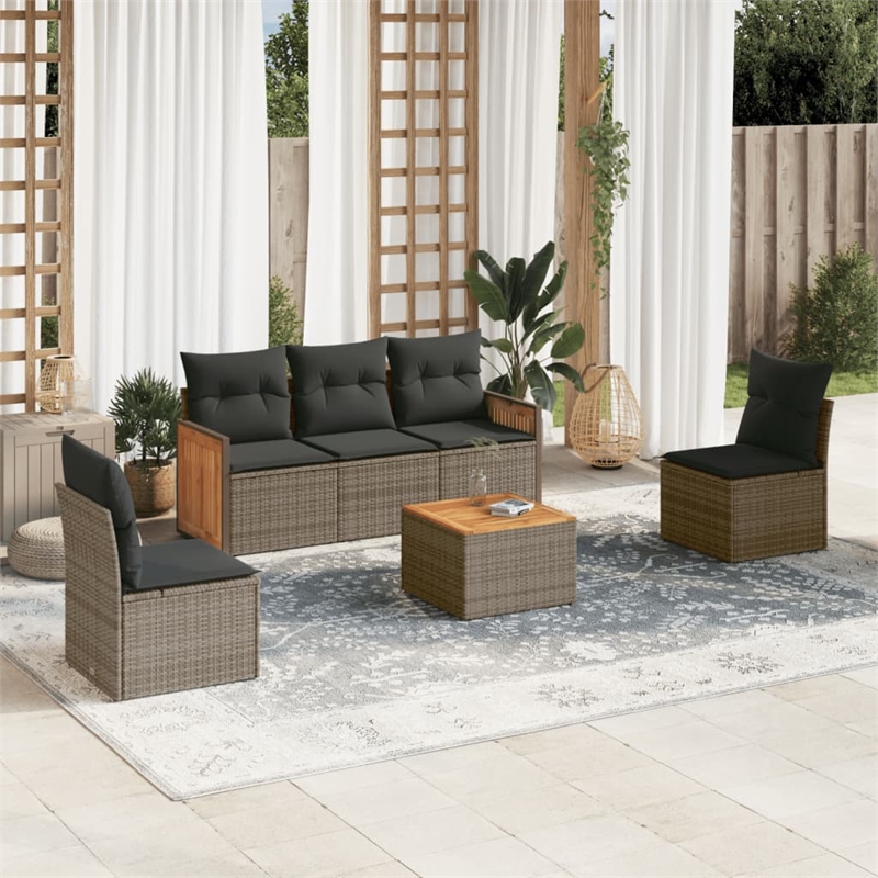 vidaXL Solid Acacia Wood Sofa Set in Gray