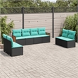vidaXL 8 Piece Steel Patio Sofa Set in Black/Blue