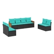vidaXL 8 Piece Steel Patio Sofa Set in Black/Blue