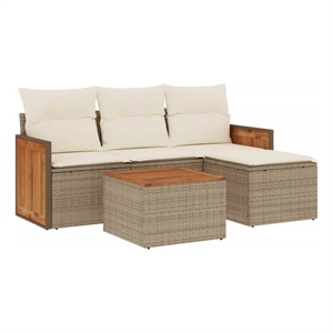 vidaXL 5 Piece Poly Rattan Sofa Set in Beige