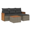 vidaXL 5 Piece Solid Acacia Wood Sofa Set in Gray