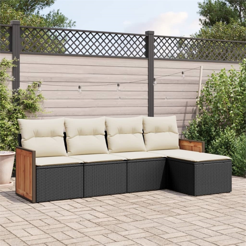vidaXL 5 Piece Steel Sofa Set in Black