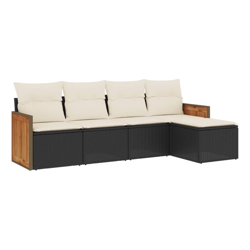 vidaXL 5 Piece Steel Sofa Set in Black