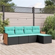 vidaXL 5 Piece Patio Sofa Set in Black/Blue