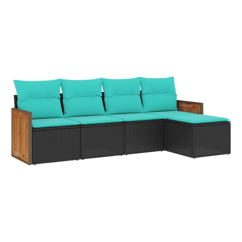 vidaXL 5 Piece Patio Sofa Set in Black/Blue