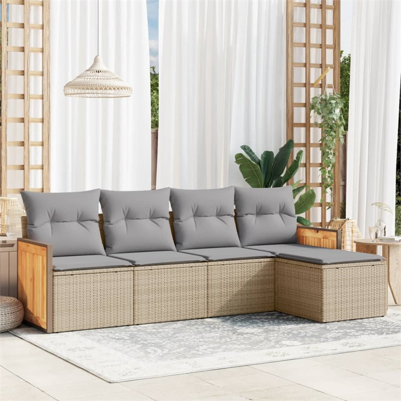 vidaXL 5 Piece Steel Sofa Set in Gray/Beige