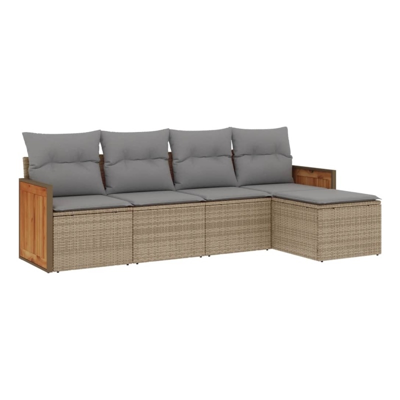 vidaXL 5 Piece Steel Sofa Set in Gray/Beige