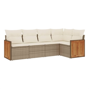 vidaXL 5 Piece Steel Large Sofa Set in Beige