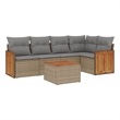vidaXL 6 Piece Solid Acacia Wood Sofa Set in Beige