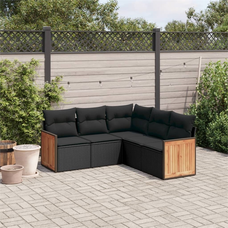 vidaXL 5 Piece Steel Sofa Set in Black