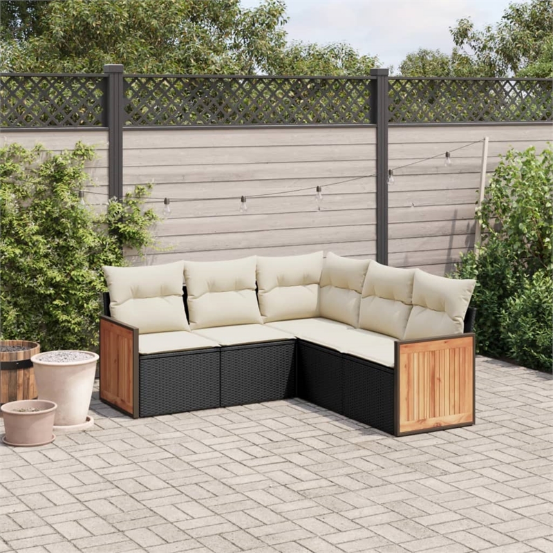 vidaXL 5 Piece Steel Large Sofa Set in Black