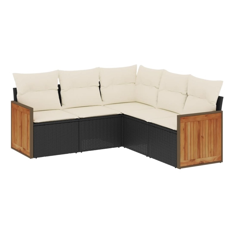 vidaXL 5 Piece Steel Large Sofa Set in Black