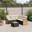 vidaXL Solid Acacia Wood Large Sofa Set in Black