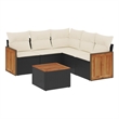 vidaXL Solid Acacia Wood Large Sofa Set in Black