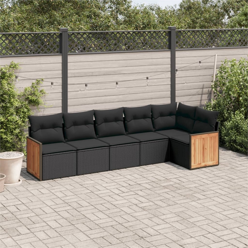 vidaXL 6 Piece Steel Sofa Set in Black
