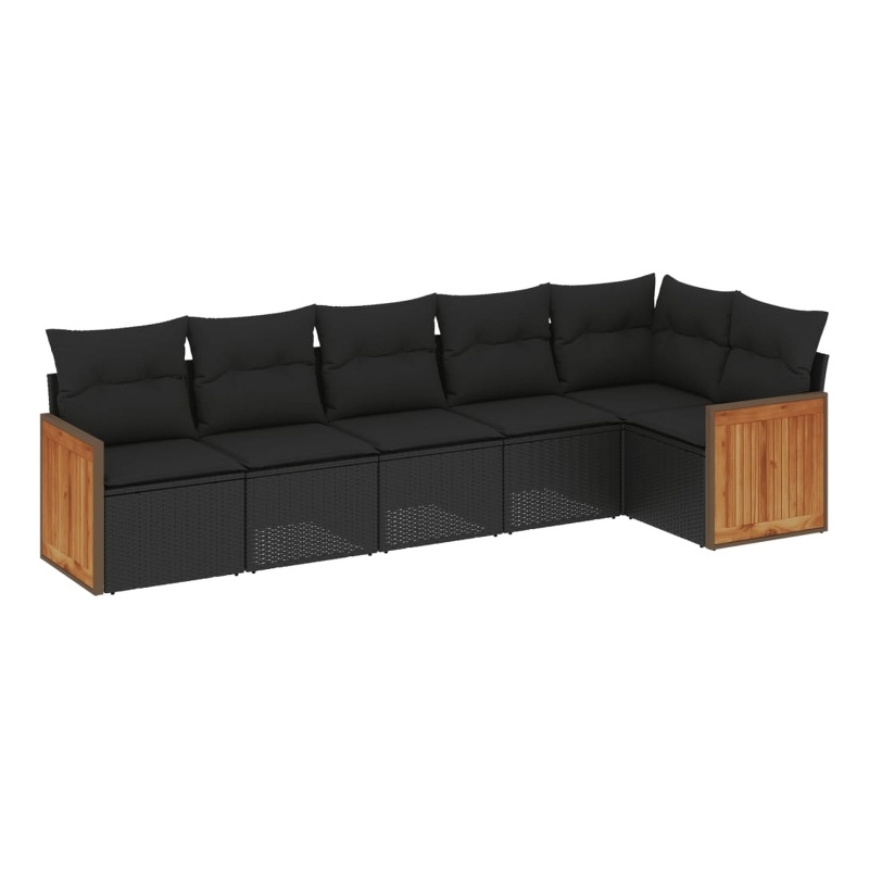 vidaXL 6 Piece Steel Sofa Set in Black