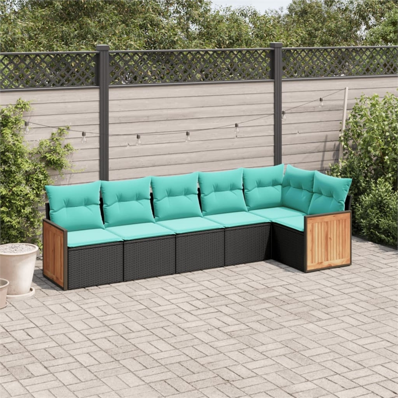 vidaXL 6 Piece Patio Sofa Set in Black/Blue