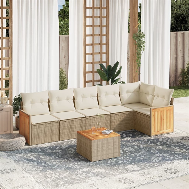 vidaXL 7 Piece Steel Sofa Set in White/Cream/Beige