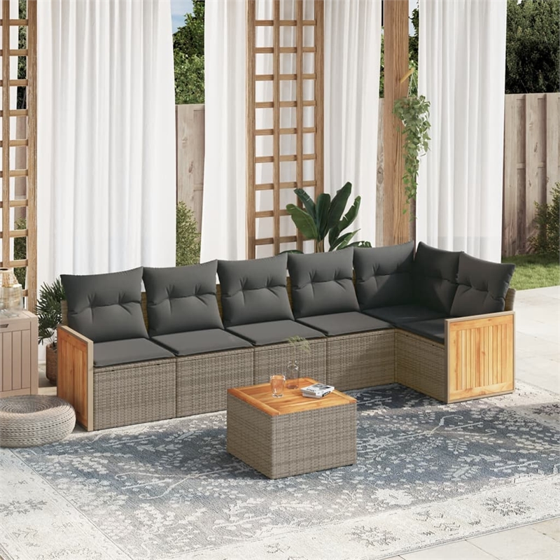 vidaXL Poly Rattan Small Sofa Set in Gray
