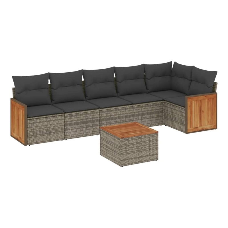 vidaXL Poly Rattan Small Sofa Set in Gray