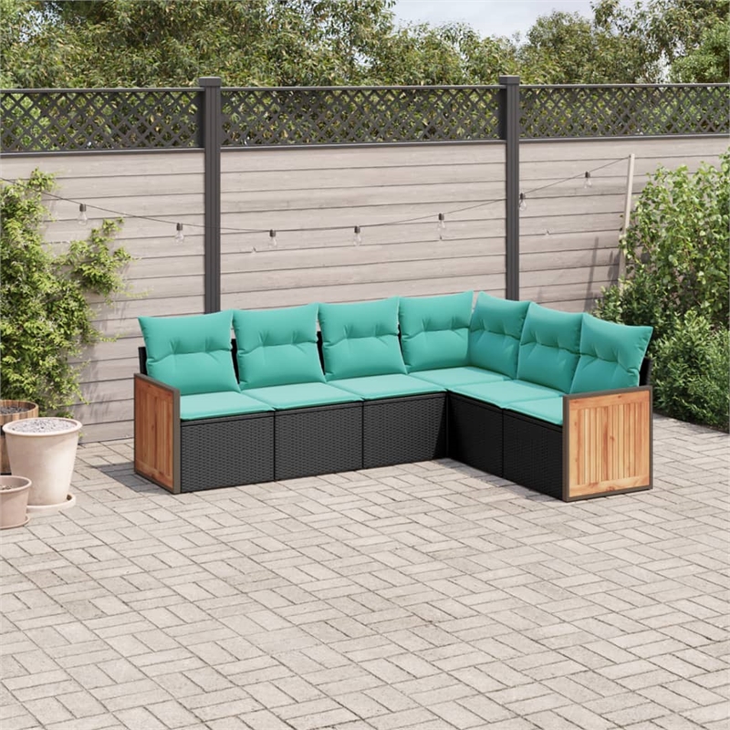 vidaXL 6 Piece Patio Sofa Set in Black/Blue