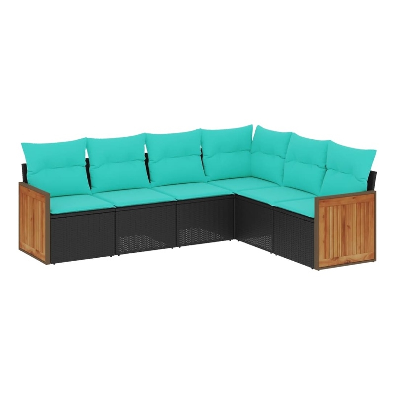 vidaXL 6 Piece Patio Sofa Set in Black/Blue