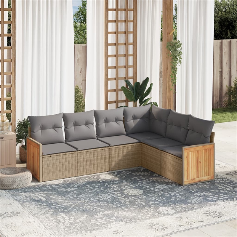 vidaXL 6 Piece Steel Sofa Set in Gray/Beige