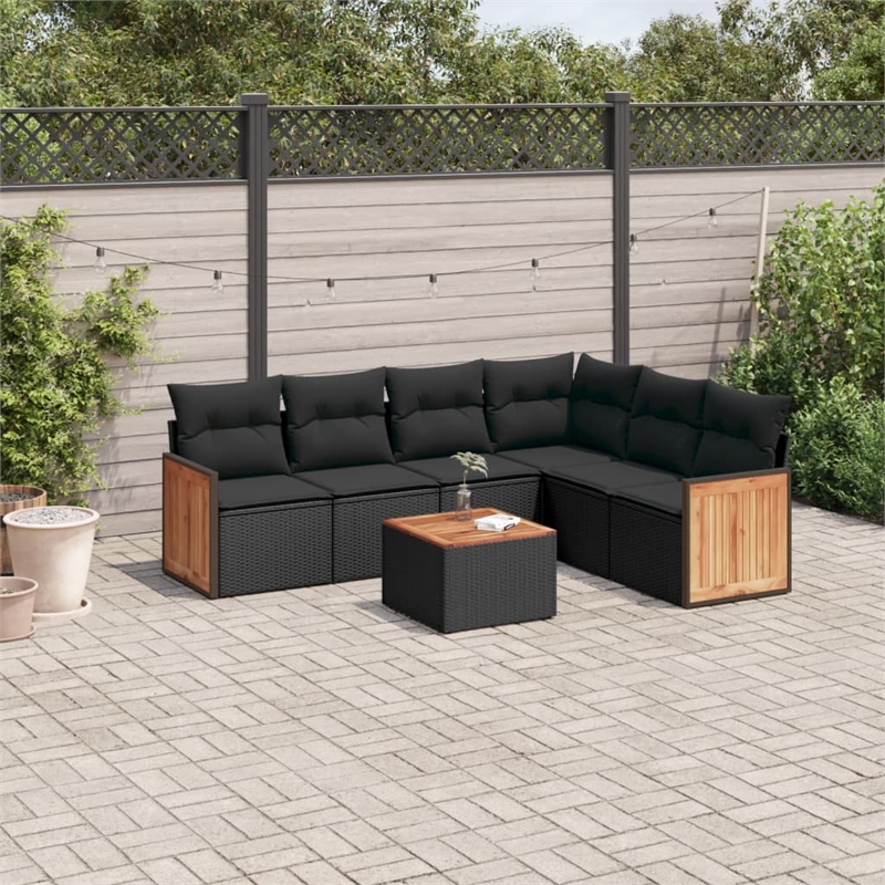vidaXL 7 Piece Steel Sofa Set in Black