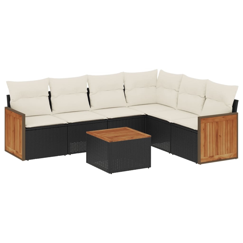 vidaXL 7 Piece Steel Large Sofa Set in Black