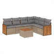 vidaXL Solid Acacia Wood Sofa Set in Gray/Beige