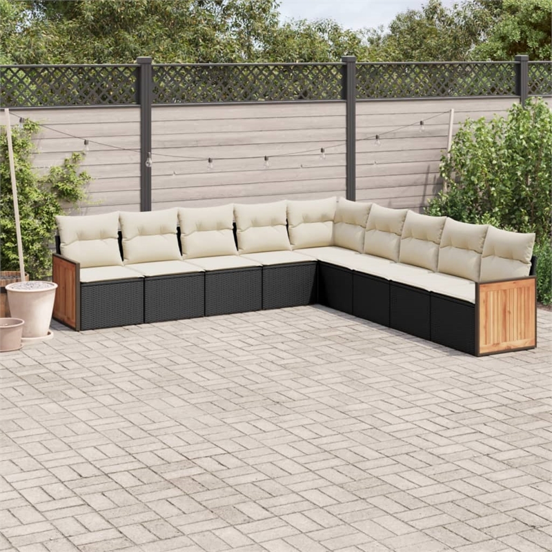 vidaXL 9 Piece Sofa Set in Black/Cream