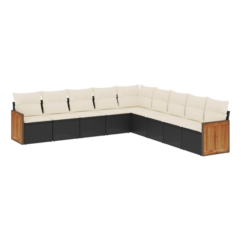 vidaXL 9 Piece Sofa Set in Black/Cream