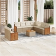 vidaXL 10 Piece Solid Acacia Wood Sofa Set in Beige