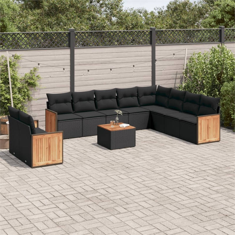 vidaXL 11 Piece Steel Sofa Set in Black