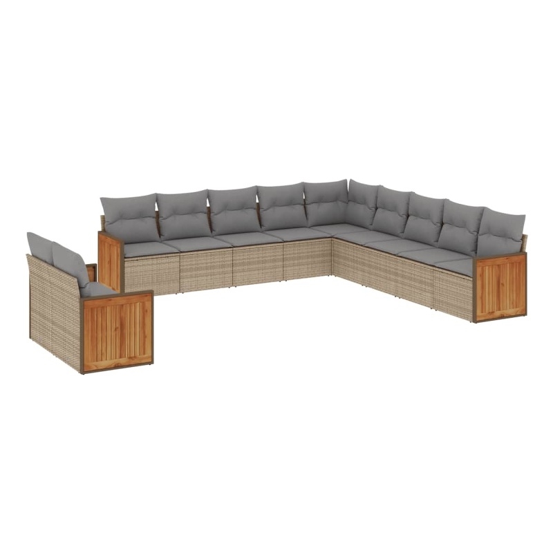 vidaXL 11 Piece Steel Small Sofa Set in Gray/Beige