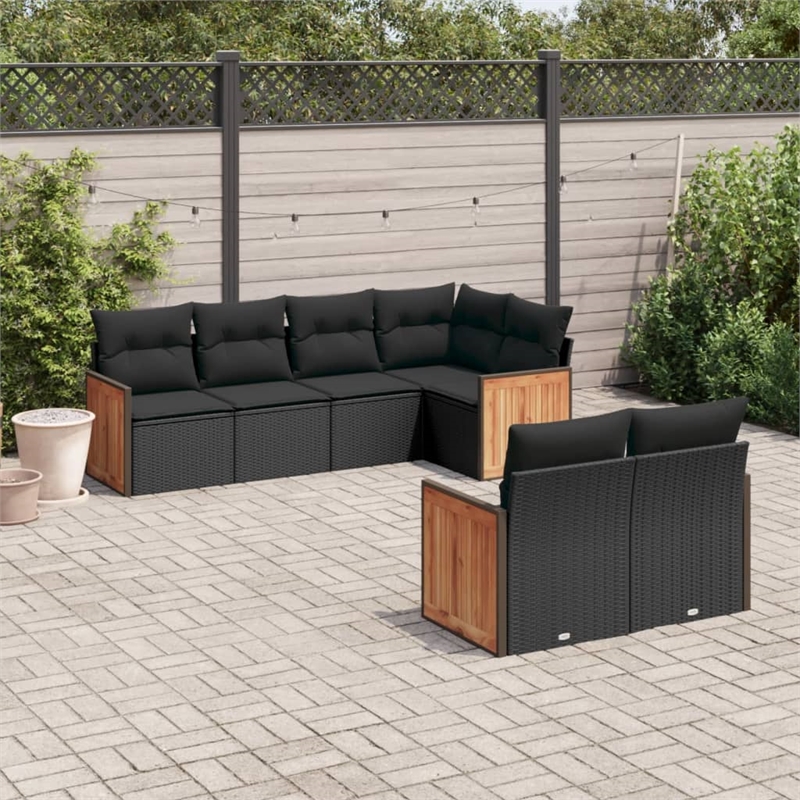 vidaXL 7 Piece Steel Sofa Set in Black