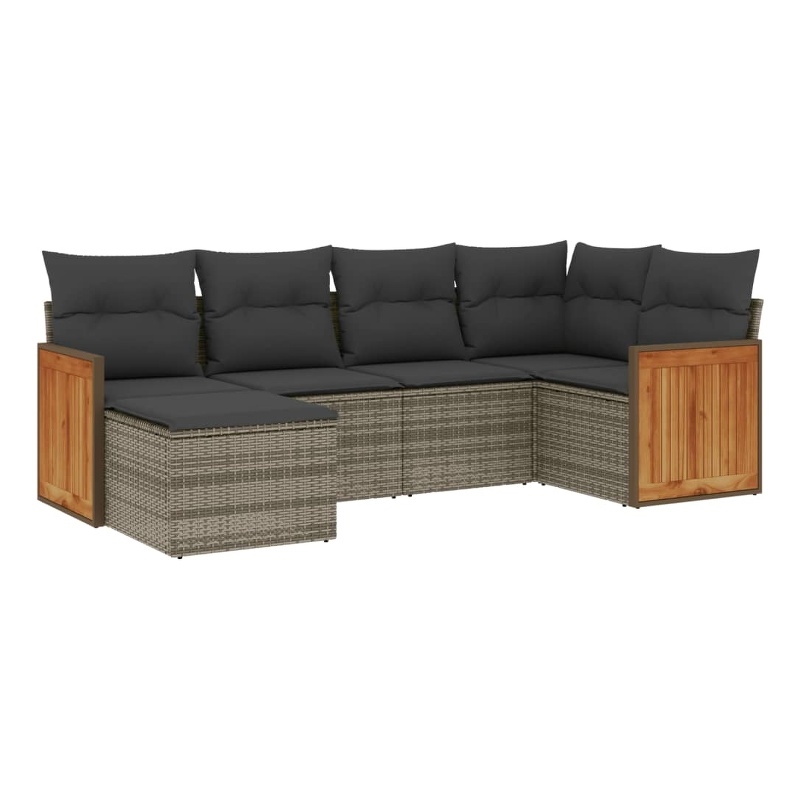 vidaXL 6 Piece Steel Medium Sofa Set in Gray