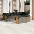 vidaXL 14 Piece Solid Acacia Wood Sofa Set in Gray