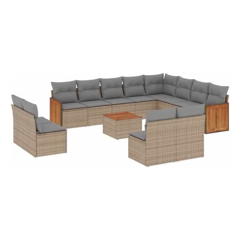 vidaXL Solid Acacia Wood Sofa Set in Beige