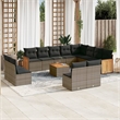 vidaXL 13 Piece Solid Acacia Wood Sofa Set in Gray
