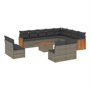 vidaXL 13 Piece Solid Acacia Wood Sofa Set in Gray