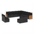 vidaXL Solid Acacia Wood Small Sofa Set in Black