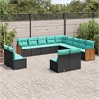 vidaXL 13 Piece Small Patio Sofa Set in Black/Blue