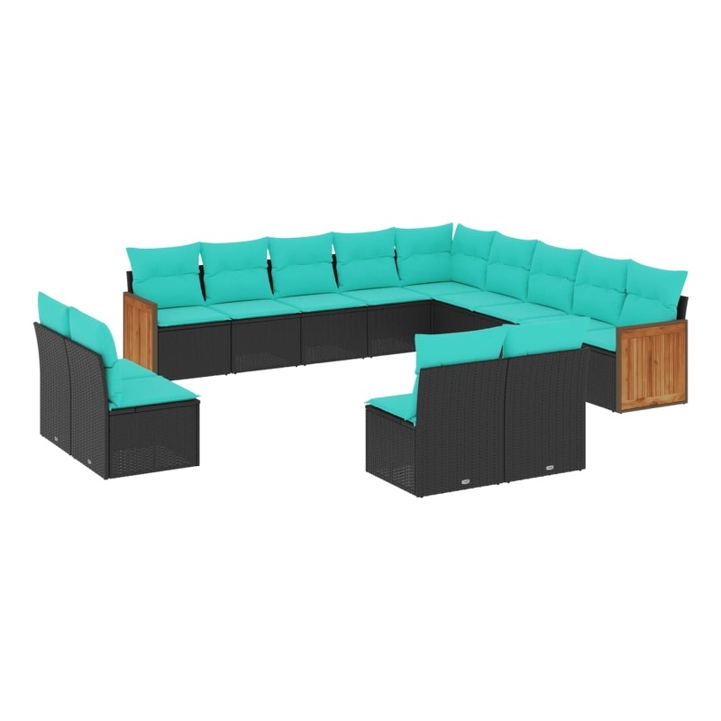 vidaXL 13 Piece Small Patio Sofa Set in Black/Blue