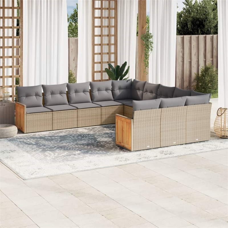 vidaXL 11 Piece Sofa Set in Gray/Beige