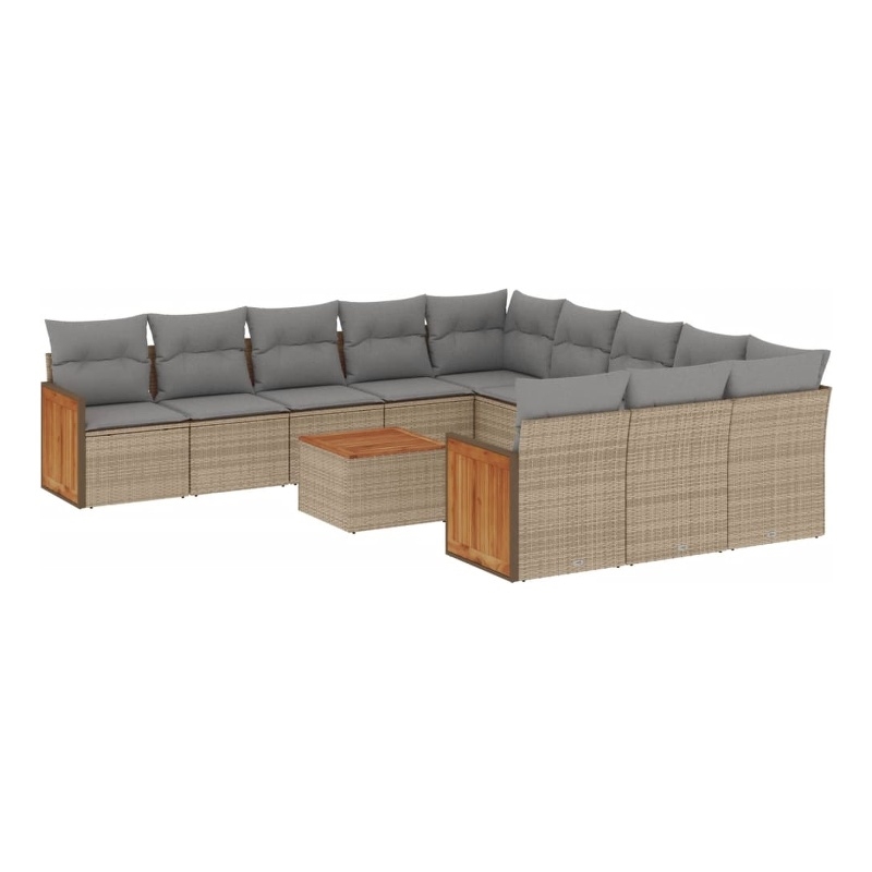 vidaXL Solid Acacia Wood Large Sofa Set in Gray/Beige
