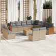 vidaXL 14 Piece Solid Acacia Wood Sofa Set in Beige